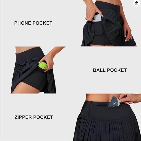 NWT Women's Pleated Tennis or Golf Athletic Skirt High Waisted Skorts Size L - Picture 3 of 3